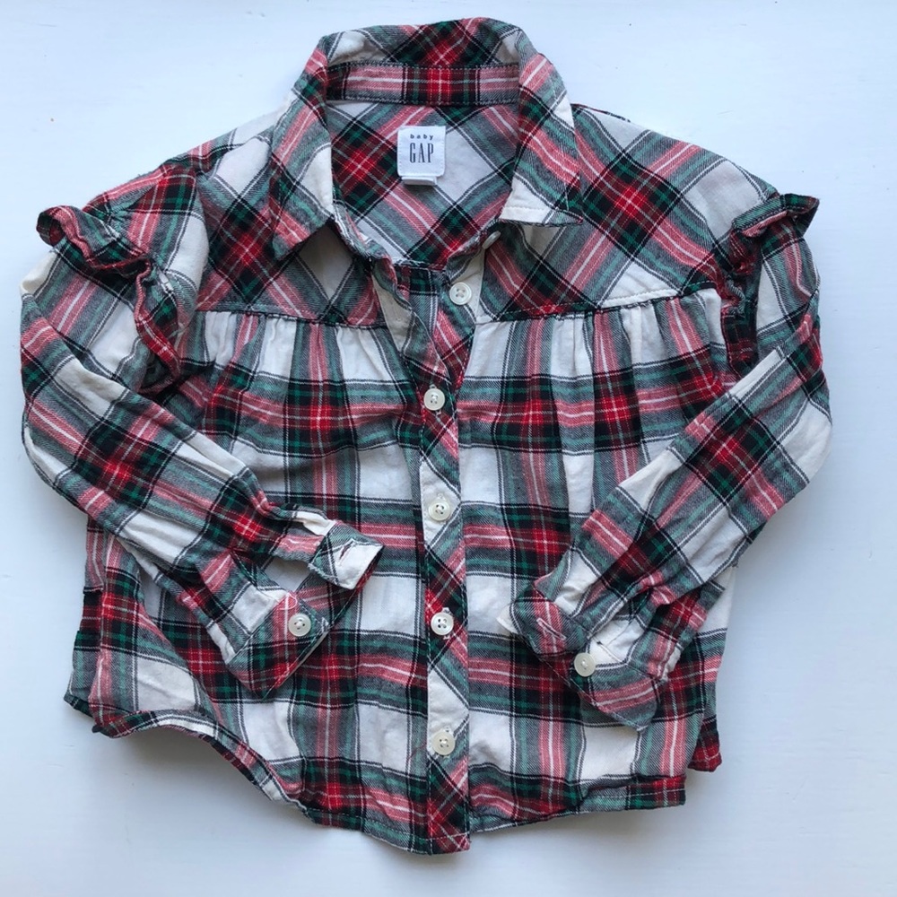 Baby GAP Plaid Flannel Toddler Girl Top 2T